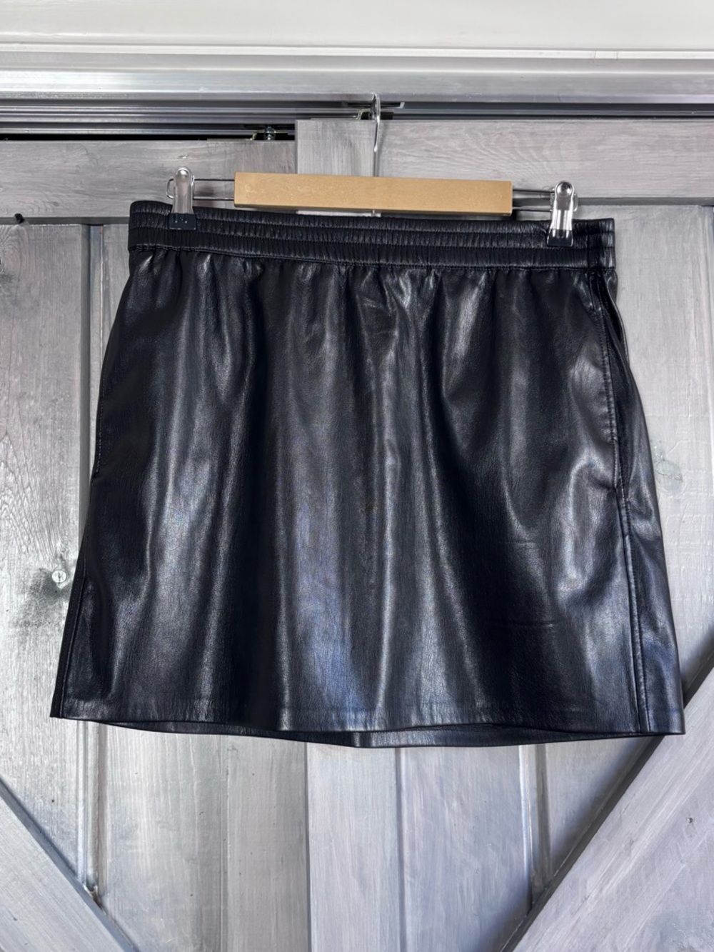 Aritzia Babaton Vegan Leather Mini Skirt BUNDLE Black AND Brown pockets boho - Picture 5 of 13